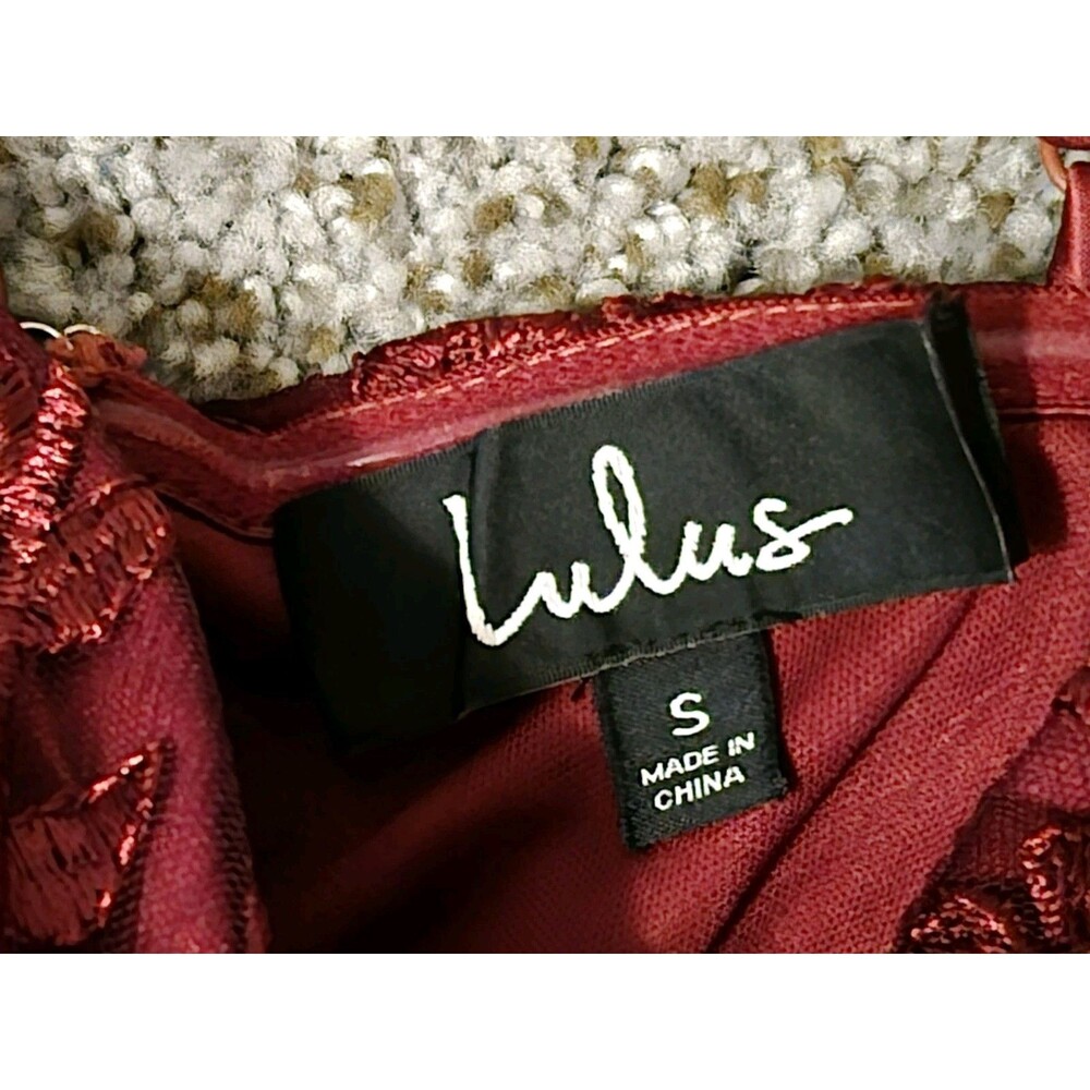 Lulus Lavish Lifestyle Burgundy Enbroidered Ruffled Mini Dress S Floral Flirty - Picture 4 of 10